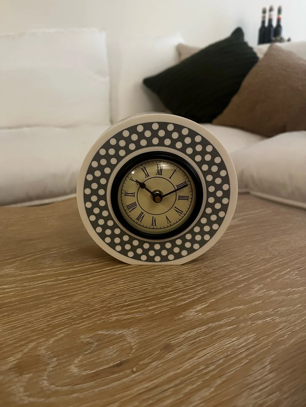 MacKenzie-Childs Sterling Dotty Round Desk Clock